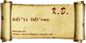 Kóti Dénes névjegykártya